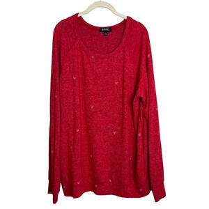 Buffalo David Bitton Womens Sweater Large Red Heart Print Lightweight